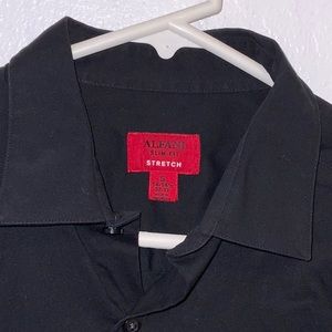 ALFANI MENS SLIM FIT LONG SLEEVE BUTTON DOWN DRESS SHIRT BLK SIZE S 14/14.5